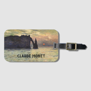 The Cliff Etretat, Sunset by Claude Monet Luggage Tag
