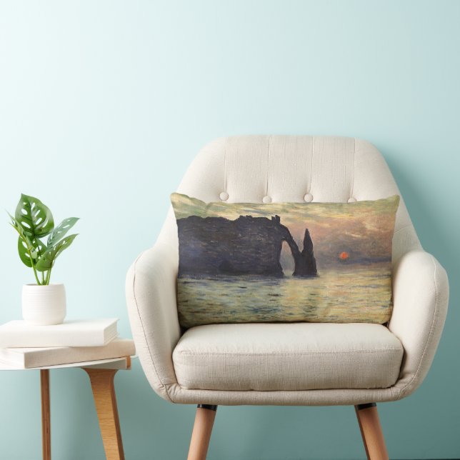 The Cliff Etretat, Sunset by Claude Monet Lumbar Cushion (Chair)