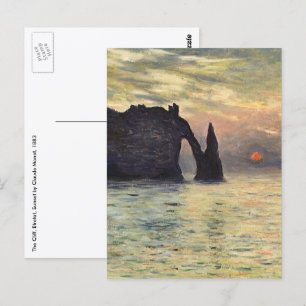 The Cliff Etretat, Sunset by Claude Monet Postcard