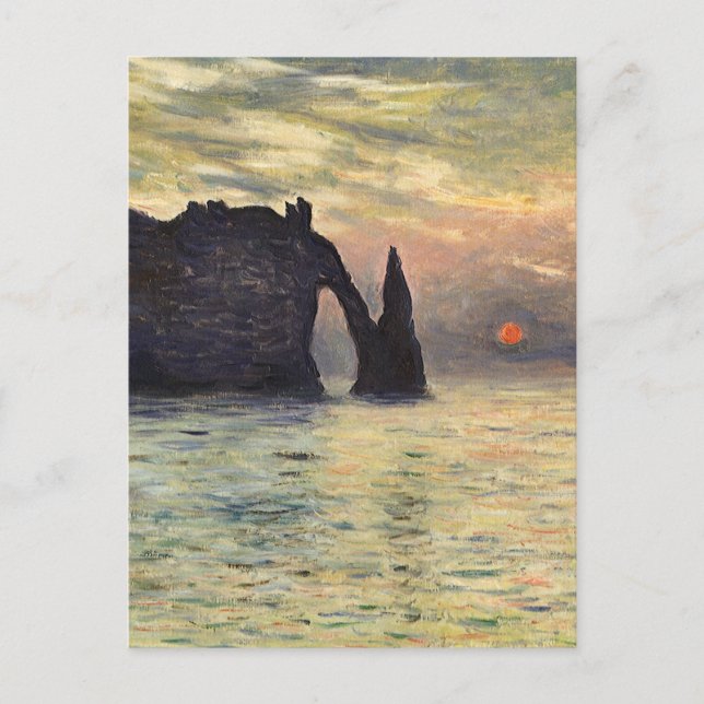 The Cliff Etretat, Sunset by Claude Monet Postcard (Front)