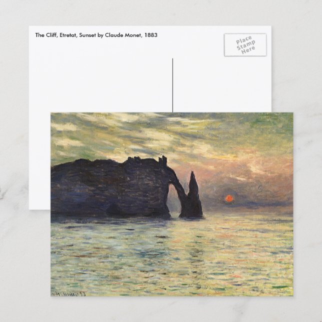 The Cliff Etretat, Sunset by Claude Monet Postcard (Front/Back)