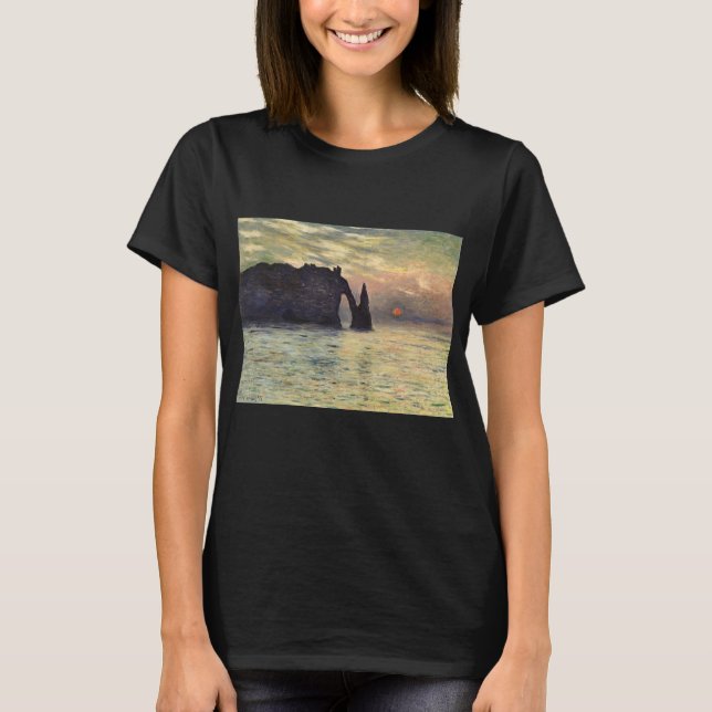 The Cliff Etretat, Sunset by Claude Monet T-Shirt (Front)