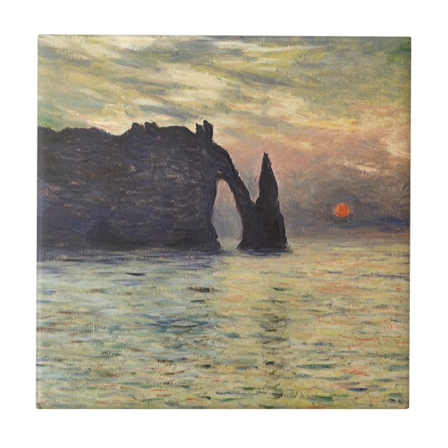 The Cliff Etretat, Sunset by Claude Monet Tile (Front)