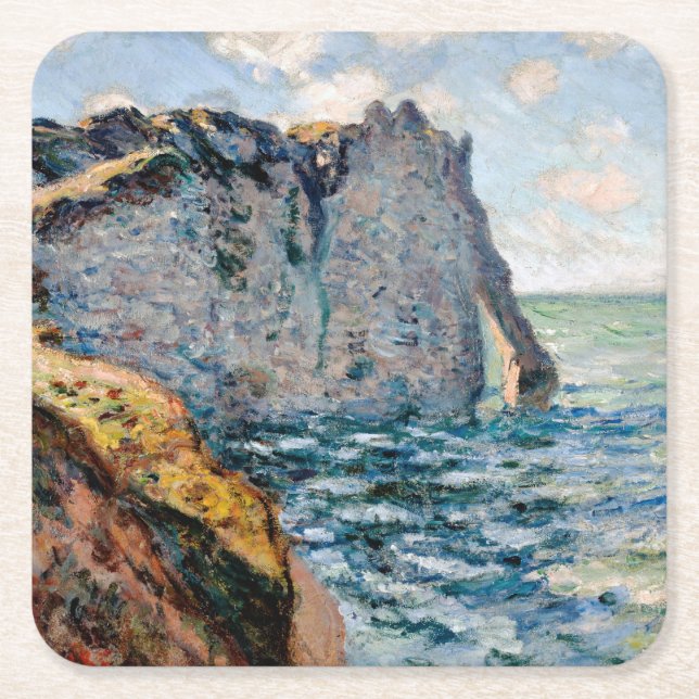 The Cliff of Aval, Monet Square Paper Coaster (Front)