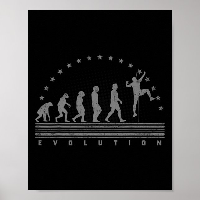 The Climbing Evolution Retro Bouldering Men Climbi Poster (Front)
