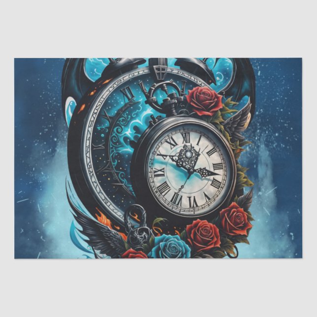 The Clock In the Mist of Infinity.  Tissue Paper (Front)