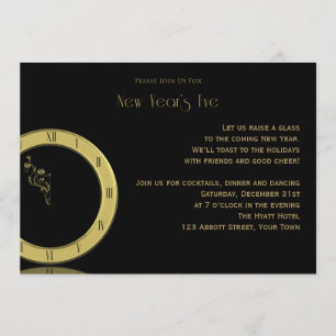 The Clock Strikes Midnight New Years Eve Party Invitation