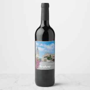 The Cloth Hall in main square in Krakow, Poland Wine Label