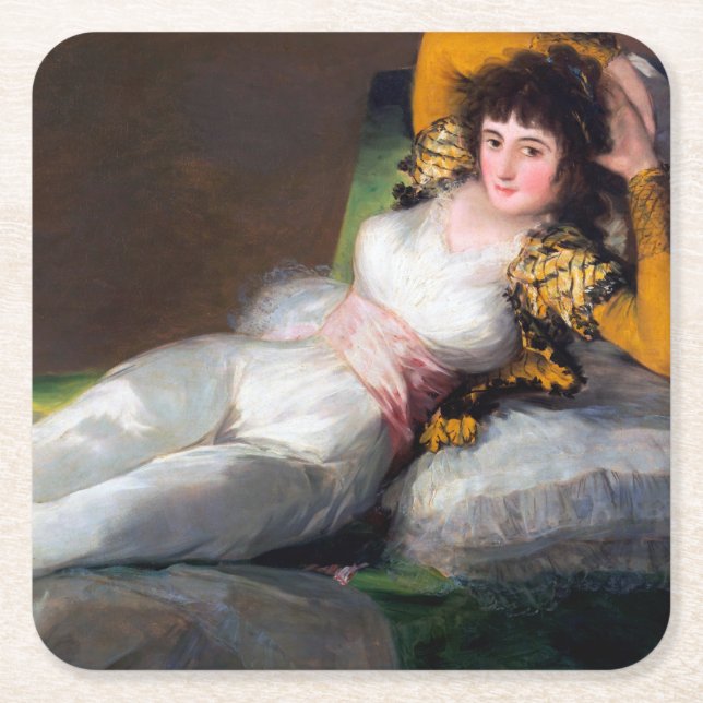 The Clothed Maja, Francisco Goya, 1798-1803 Square Paper Coaster (Front)