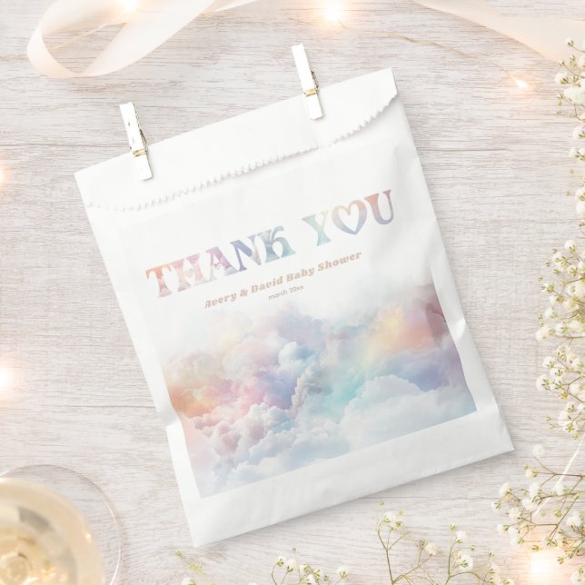 The Cloud Nine Rainbow  fluffy cloud Baby Shower  Favour Bag (Clipped)
