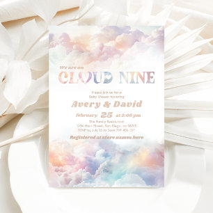 The Cloud Nine Rainbow  fluffy cloud Baby Shower  Invitation