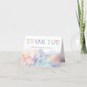 The Cloud Nine Rainbow  fluffy cloud Baby Shower  Thank You Card