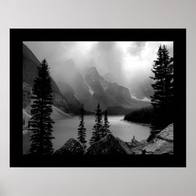 The Clouds Burst (Bordered) Black & White Poster (Front)