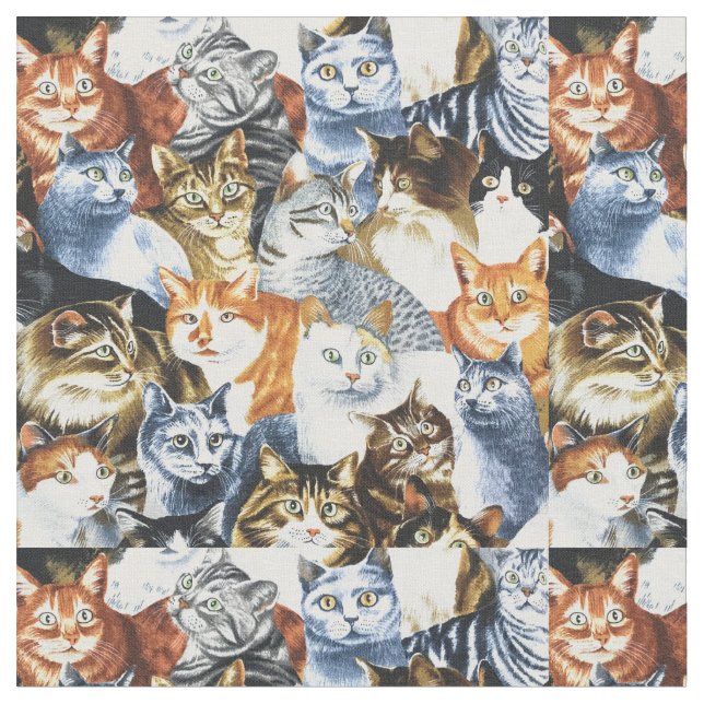 The Clowder of CATS Fabric (Close Up)