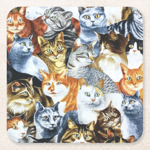The Clowder of CATS Square Paper Coaster