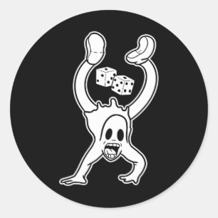 The Clown Ghost Lucky Dice Handstand Gothic Cartoo Classic Round Sticker