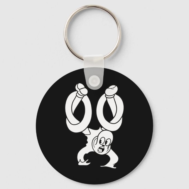 The Clown Ghost Twisted Blackwork  Key Ring (Front)