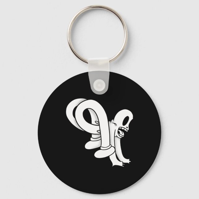 The Clown Ghost Twisty Blackwork  Key Ring (Front)
