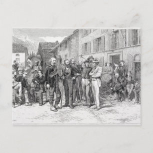 The Club Room of Zermatt in 1864, from 'The Ascent Postcard