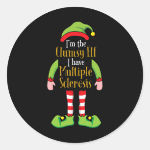 The Clumsy Elf Christmas Multiple Sclerosis Ms S Classic Round Sticker