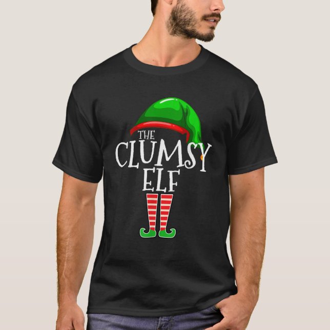 The Clumsy Elf Family Matching Group Christmas Gif T-Shirt (Front)