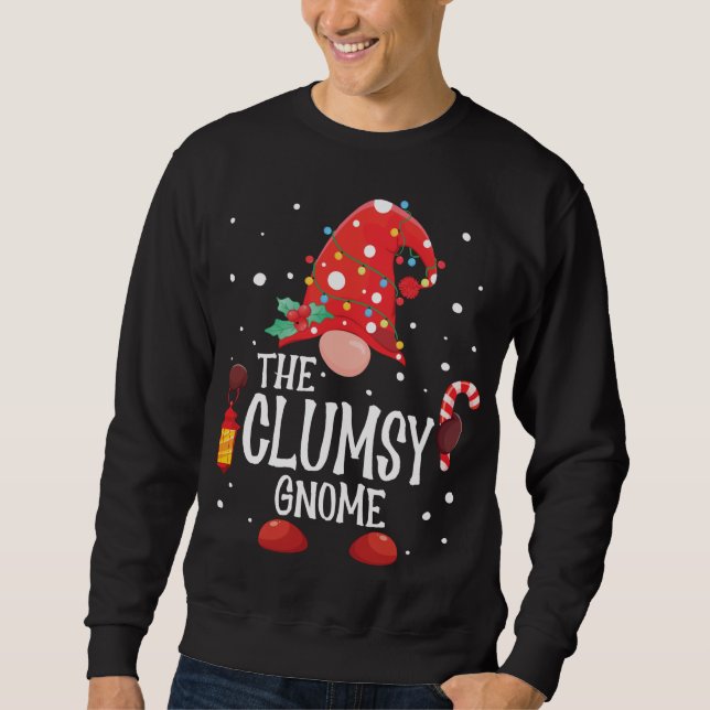 The Clumsy Gnome Matching Family Christmas Gnome P Sweatshirt (Front)