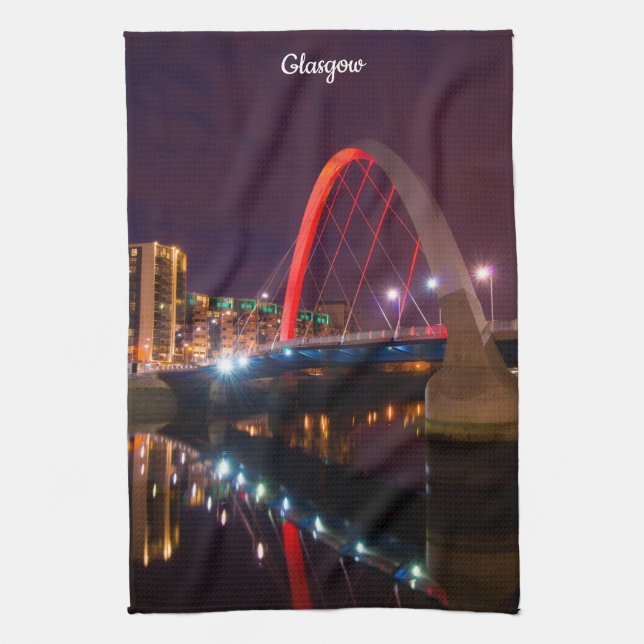 The Clyde Arc, Glasgow Kitchen tea towel (Vertical)