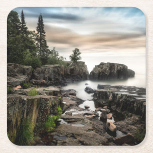 The Coast of Lake Superior Minnesota Square Paper Coaster
