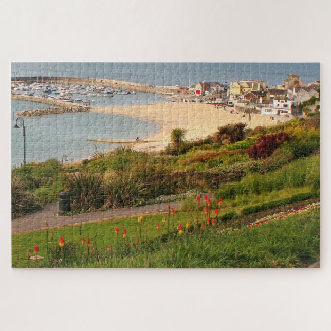 The Cobb and gardens, Lyme Regis, Dorset, England Jigsaw Puzzle (Horizontal)
