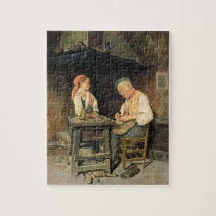 The Cobbler's Shop, 1874 (oil on panel) Jigsaw Puzzle
