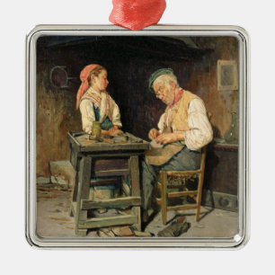 The Cobbler's Shop, 1874 (oil on panel) Metal Tree Decoration