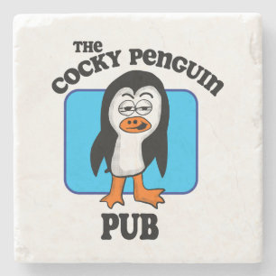 The Cocky Penguin Pub Stone Coaster