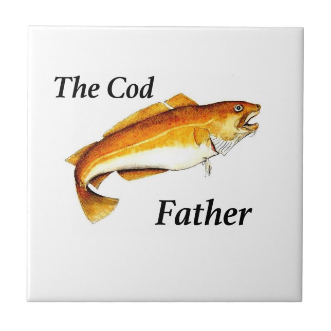 The Cod Father ideal fishing present. Ceramic Tile (Front)