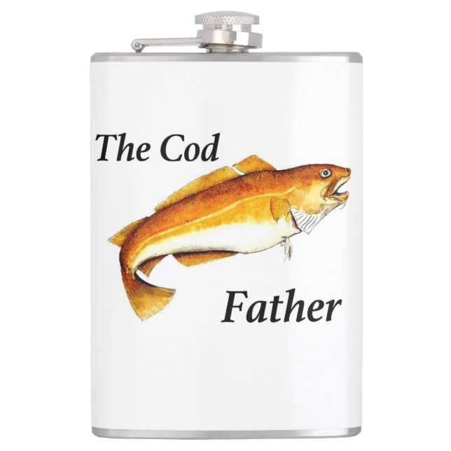 The Cod Father ideal fishing present. Hip Flask (Front)