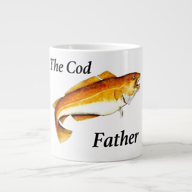 The Cod Father ideal fishing present. Large Coffee Mug (Front)