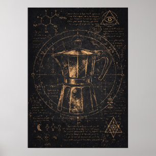 The Coffee Alchemist, Mystic Caffeine Abstract Art Poster