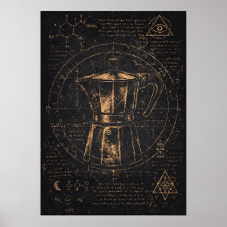 The Coffee Alchemist, Mystic Caffeine Abstract Art Poster