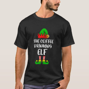 The Coffee Drinking Elf Family Group Christmas Paj T-Shirt