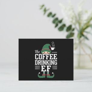 The Coffee Drinking Elf Family Matching Christmas Holiday Postcard