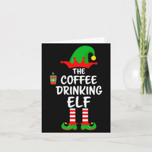 The Coffee Drinking Elf Matching Family Christmas  Card