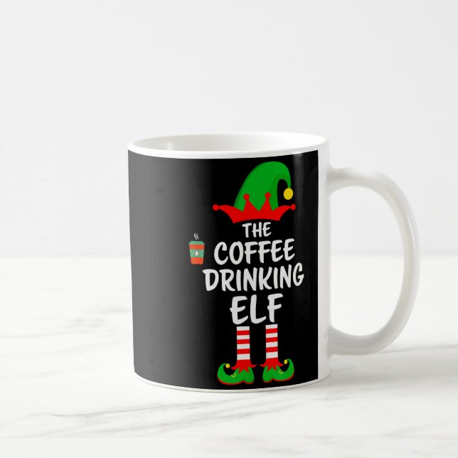 The Coffee Drinking Elf Matching Family Christmas  Coffee Mug (Right)