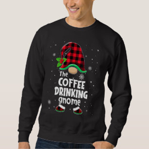The Coffee Drinking Gnome Buffalo Plaid Christmas Sweatshirt