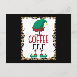 The Coffee Elf Leopard Elf Christmas Gift Postcard