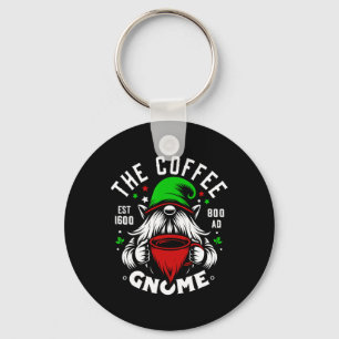 The Coffee Gnome Funny Christmas Ugly Pajamas Gnom Key Ring