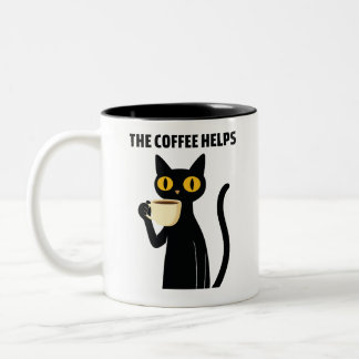 The Coffee Helps – Cute Black Cat Coffee Mug