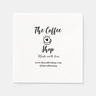 The coffee shop and website social media business napkin