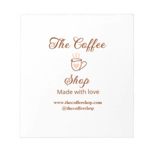 The coffee shop and website social media business notepad