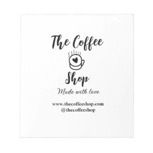 The coffee shop and website social media business notepad