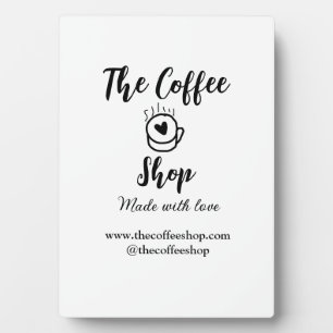 The coffee shop and website social media business  plaque