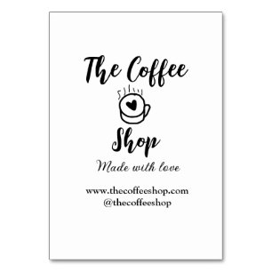 The coffee shop and website social media business table number